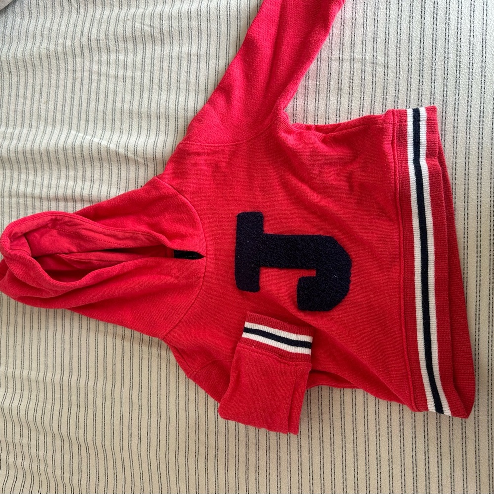 Janie and Jack Varsity Red and Black Hooded with Sporty Stripes and “j”
